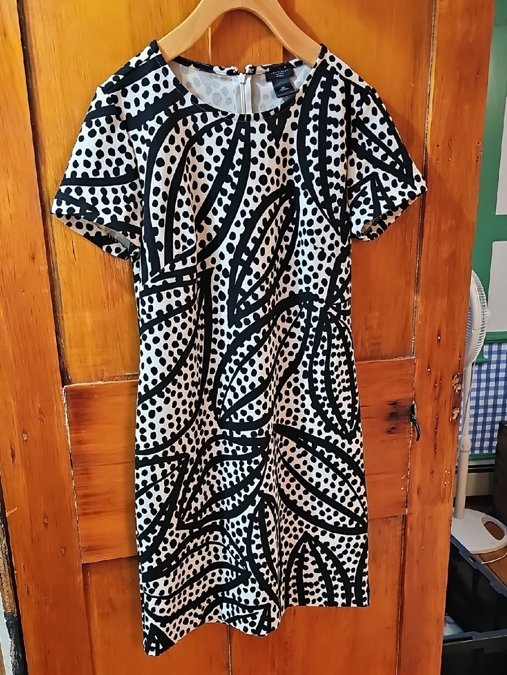 Ann Taylor Black and White Graphic Short Sleeve Mini Dress